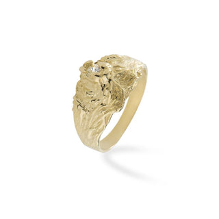 Anello Fabiani chevalier testa di leone con zircone - Fabiani Gioiellerie