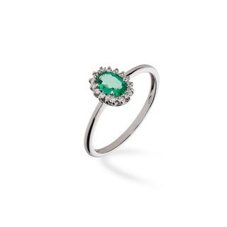 Anello Gemmarara margherita con smeraldo e diamanti