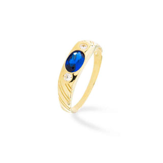 Anello Fabiani in oro 9kt con pietra blu e zirconi - Fabiani Gioiellerie