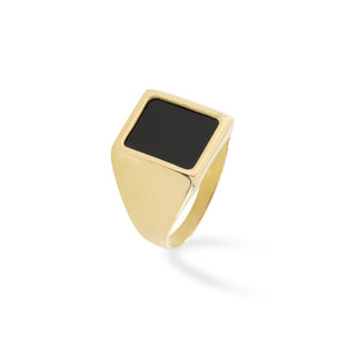 Anello Fabiani chevalier in oro giallo 9Kt con onice - Fabiani Gioiellerie