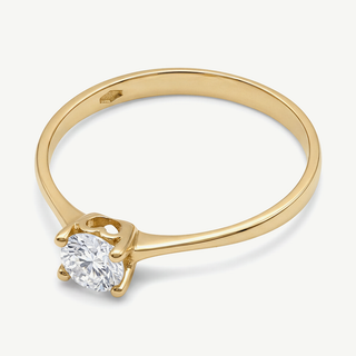 Anello solitario in oro giallo 18kt con zircone taglio brillante