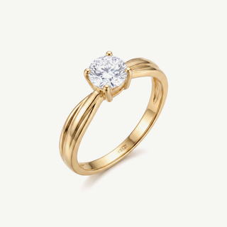 Anello Solitario Scanalato