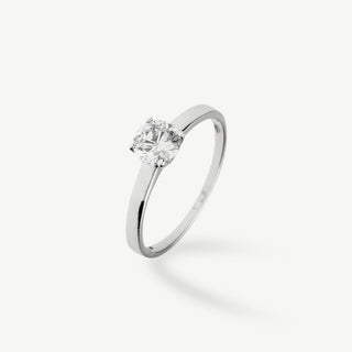 Anello Fabiani solitario in oro bianco 9Kt con zircone