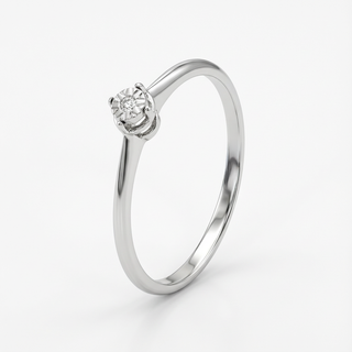 Anello Gemmarara Solitario in Oro Bianco 9kt e Diamante