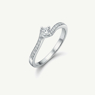 Anello Fabiani solitario in oro bianco 18 kt con diamanti 0,15 ct