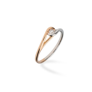 Anello Fabiani solitario in oro bianco e rosa con diamante 0,07Ct - Fabiani Gioiellerie