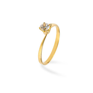 Anello Fabiani solitario in oro giallo con zircone - Fabiani Gioiellerie