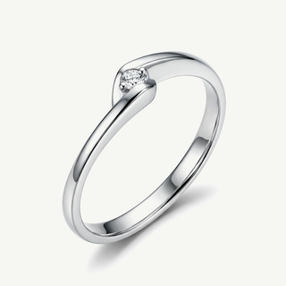 Anello solitario Valentino in oro bianco 18kt con diamante 0,01 ct