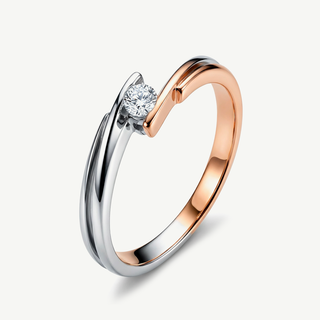 Anello solitario Valentino in oro bianco e rosa 18kt con diamante