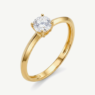Anello solitario Fabiani in oro giallo 9kt con zircone taglio brillante