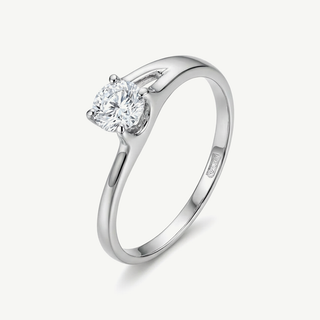 Anello solitario Fabiani in oro bianco 9kt con zircone taglio brillante