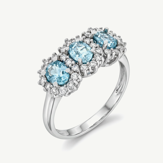Anello Fabiani trilogy con acquamarina e diamanti