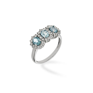 Anello Fabiani trilogy con acquamarina e diamanti
