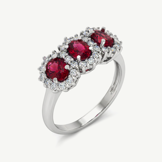 Anello Fabiani Trilogy in Oro 18Kt con Rubini 1,20Ct e Diamanti 0,36Ct