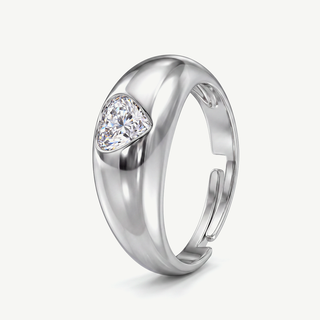 Anello con Cuore Solitario Incastonato in Argento 925