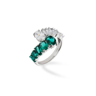 Anello Fabiani contrarié in argento 925 con zirconi - Fabiani Gioiellerie