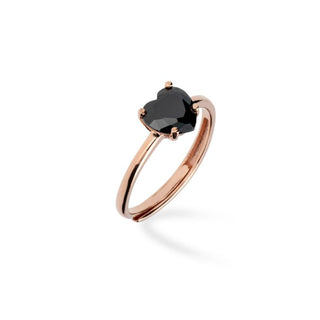 Anello Fabiani in argento 925 rosato con zircone nero - Fabiani Gioiellerie