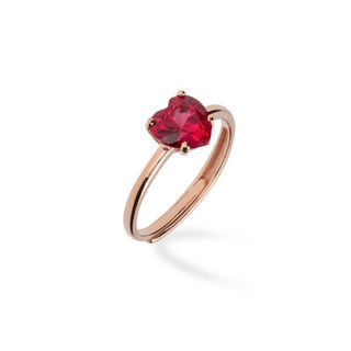 Anello Fabiani in argento 925 rosato con zircone rosso - Fabiani Gioiellerie