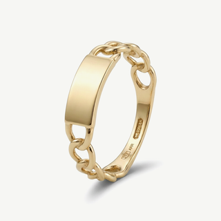 Anello Fabiani a catena con piastrina in oro giallo 9kt