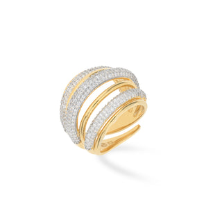 Anello Fabiani a fascia in argento 925 dorato con zirconi