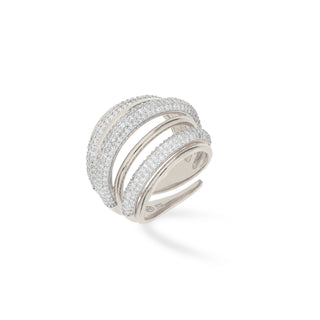 Fabiani 925 silver band ring with zirconia
