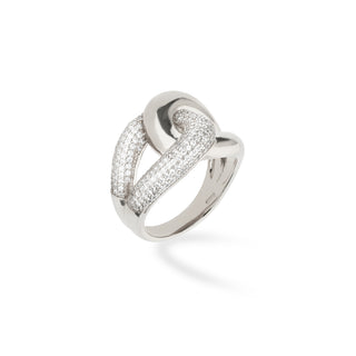 Anello Fabiani a fascia in argento 925 con zirconi