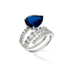 Anello Fabiani contrariè in argento con zirconi