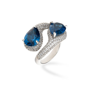 Anello Fabiani contrariè in argento con zirconi
