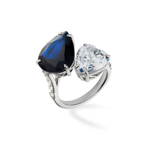 Anello Fabiani contrariè in argento con zirconi