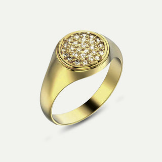 Anello Fabiani chevalier in oro giallo 9Kt e zirconi