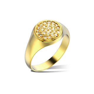 Anello Fabiani chevalier in oro giallo 9Kt e zirconi