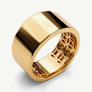 Anello a Fascia Sfaccettata - Placcatura Oro 18Kt
