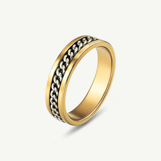 Anello fascia in oro giallo e in oro bianco 18Kt