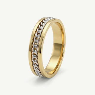 Anello Fabiani bicolore con catena centrale in argento