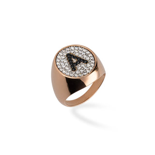 Anello Fabiani chevalier ovale in oro rosa 18Kt - Fabiani Gioiellerie