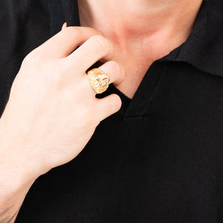 Anello Fabiani chevalier testa di leone con zirconi