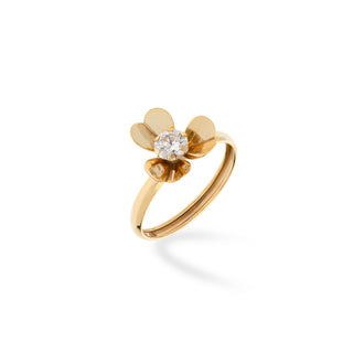 Anello Fabiani solitario fiore in oro giallo 9Kt