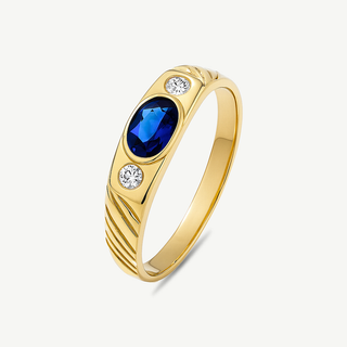 Anello Fabiani in oro 9Kt con pietra blu e zirconi