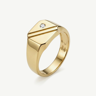 Anello chevalier Fabiani in oro 9kt con zircone