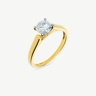 Anello Fabiani solitario con zircone – Oro giallo 9Kt