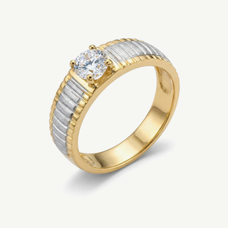 Anello Fabiani solitario in oro giallo e oro bianco 18kt con zircone taglio brillante