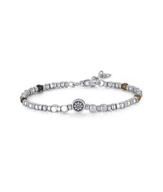 BRACCIALE UOMO IN ACCIAIO CON OCCHIO DI TIGRE E TIMONE - Fabiani Gioiellerie