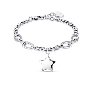 BRACCIALE DONNA IN ACCIAIO CON STELLA E CERCHI MAGLIA INTRECCIATA - Fabiani Gioiellerie