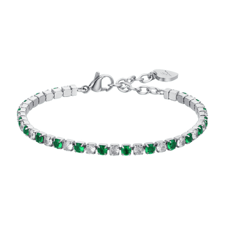 Bracciale Luca Barra in acciaio con zirconi verdi e bianchi