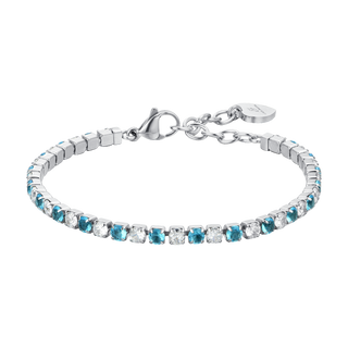 Bracciale Luca Barra in acciaio con zirconi azzurri e bianchi
