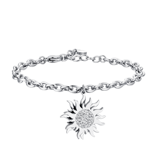 Bracciale Luca Barra in acciaio con ciondolo sole e zirconi