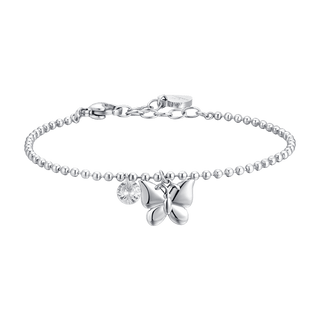 Bracciale Luca Barra in acciaio con farfalla e punto luce