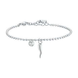 Bracciale Luca Barra in acciaio con cornetto portafortuna e punto luce