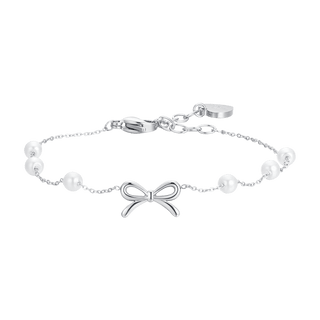 Bracciale Luca Barra in acciaio con perle e fiocco