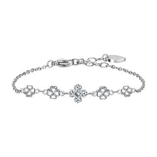 Bracciale Luca Barra in acciaio con fiori e punto luce centrale